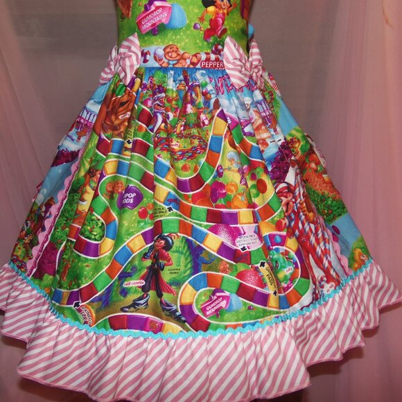Candyland Board Game Girls Dress and Bow - Picture 3 of 7